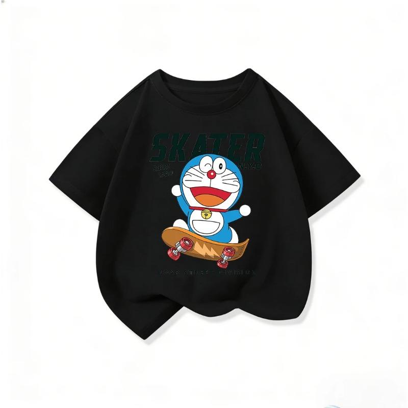 Summer Cute Short Sleeve T-Shirt Cute Cartoon Street Fashion Outfit Doraemon Children's Clothing