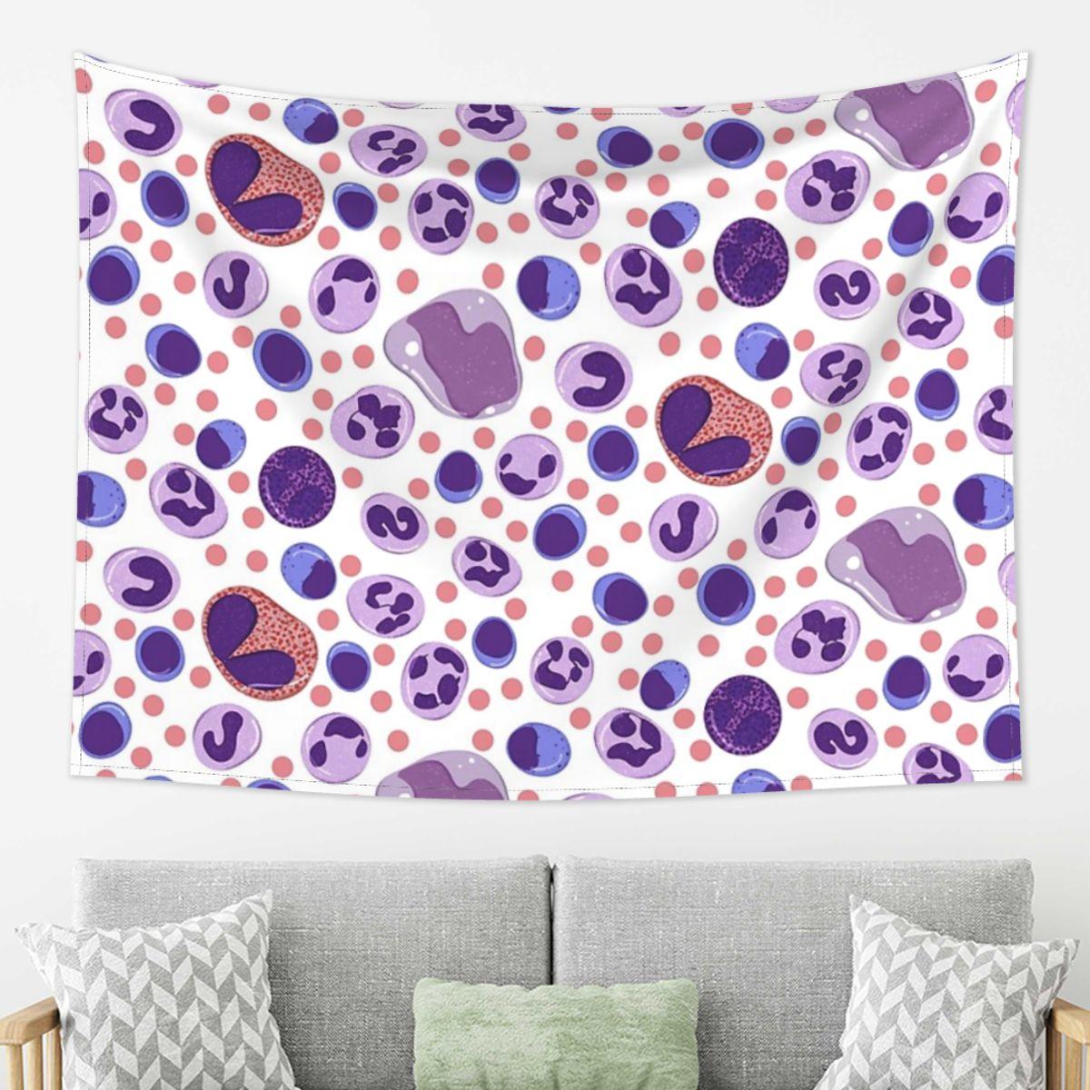 

Large White Blood Cell Pattern Tapestry Decoration Art Aesthetic Tapestries for Living Room Bedroom Home Wall Cloth Wall Hanging 74x94cm(29x37in)