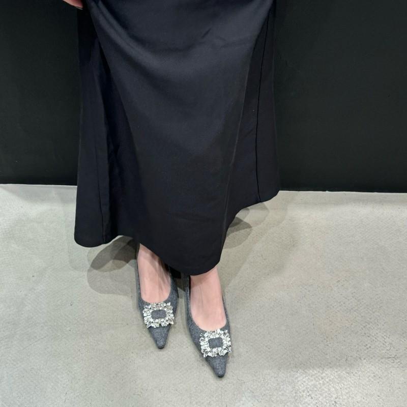 Design Sense Celebrity Temperament Rhinestone Pointed Wedge Heel Bag Head Heel Shoes Women's 2025 Autumn New High-end Single Shoes