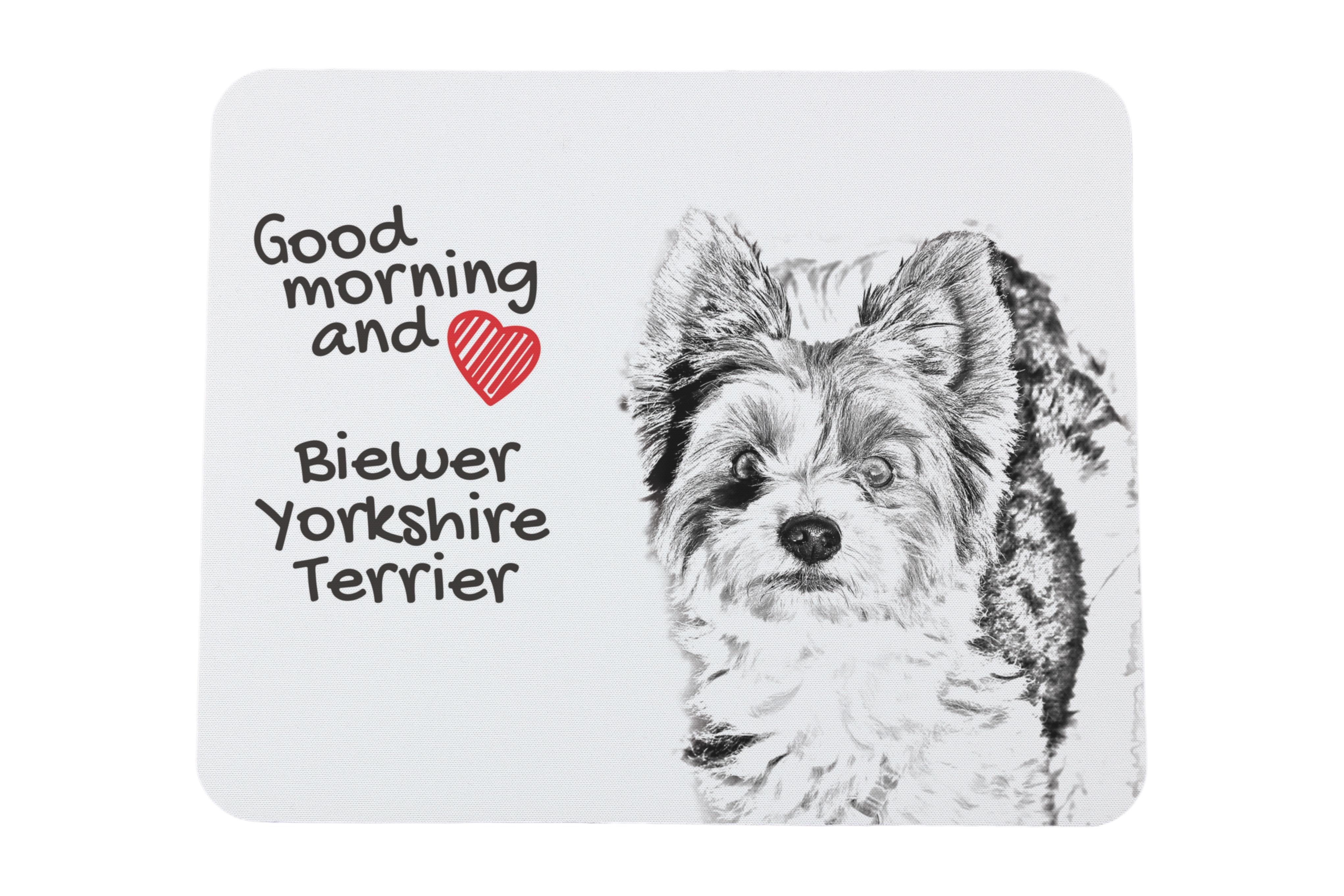 

Biewer Yorkshire Terrier - mouse pad with print, personalized dog-themed mouse pad, unique gadget for an office worker by Art-Dog brand білий