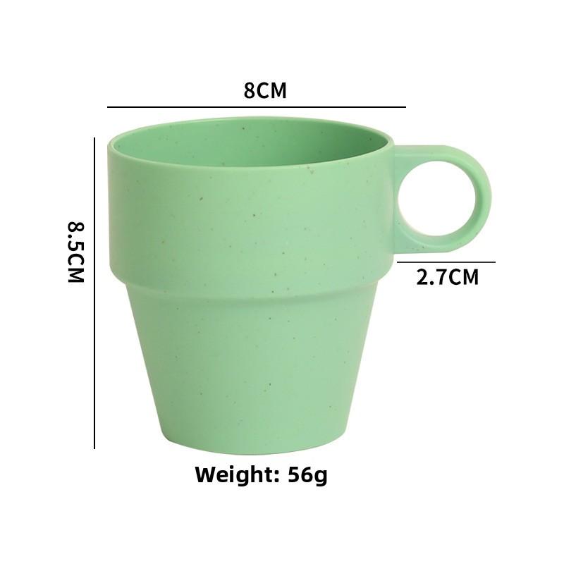 Wheat Straw Water Cup with Anti-scald and Anti-slip Handle, Household Plastic Insulated Cup, Simple Plastic Cup