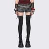 Y2K Gothic Punk Over The Knee Solid Polyester Stockings Spike Rivet Trim Elastic Non-Slip Long Tube Socks Subculture Alt Hosiery
