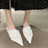Women's Baotou Slippers Summer New Pointed Head Deep Mouth Cross Broadband Soft Sole Anti-slip Wear-resistant Flat Sandals