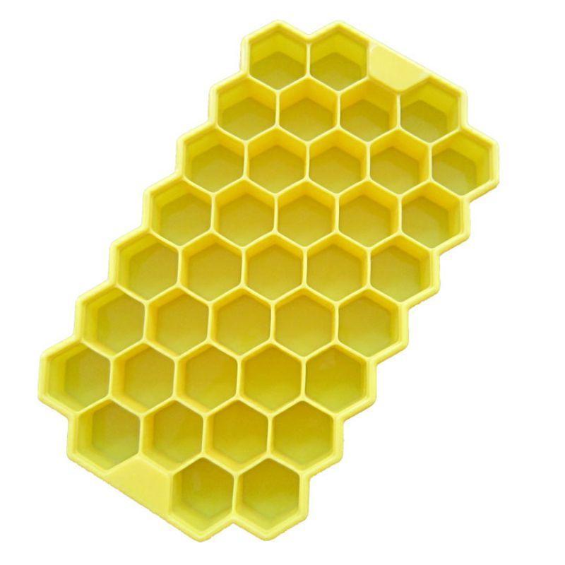Waben Silikon Flexible Eiswürfel Tablett Hexagonal Würfel mit Deckel 37 Gitter
