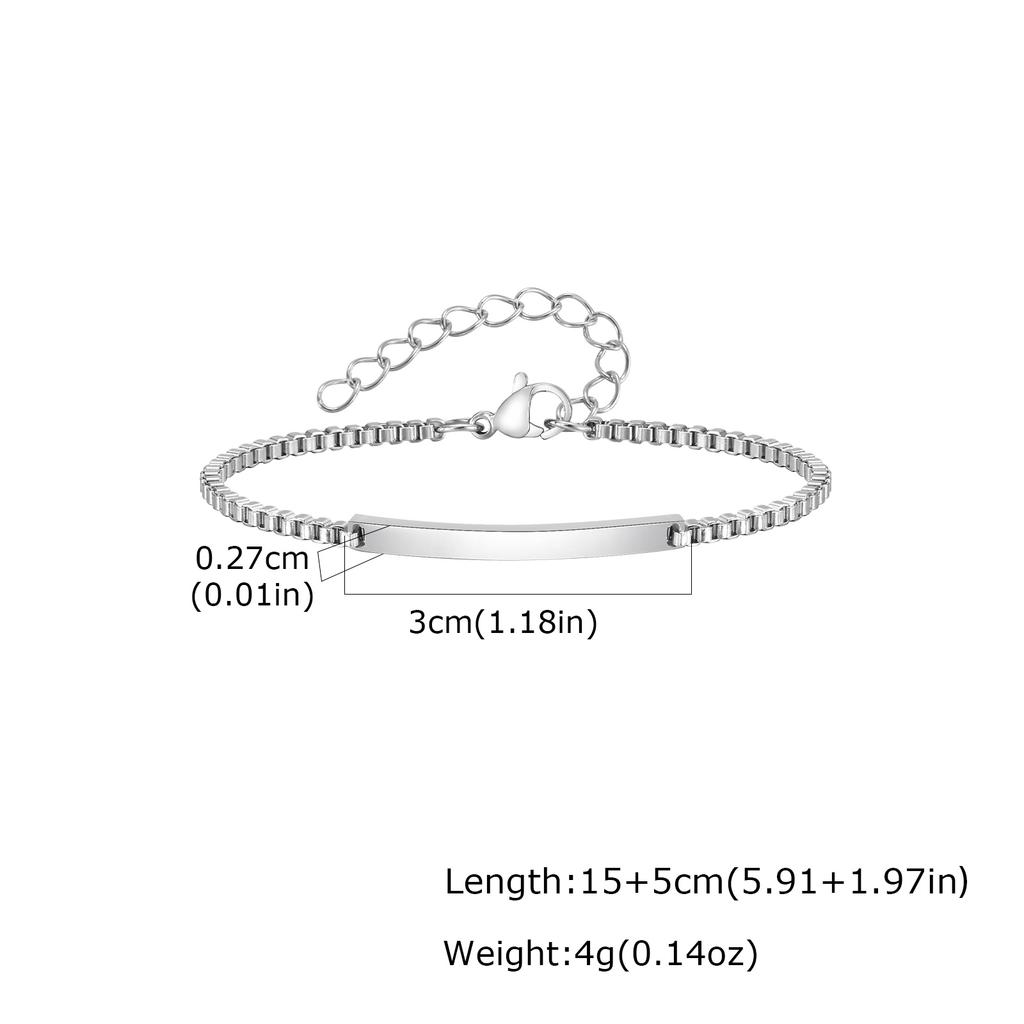 Simple Custom Thin Chin Bracelet for Men Women Couple,Stainless Steel Lover Wristband,Valentine's Day Anniversary Gifts