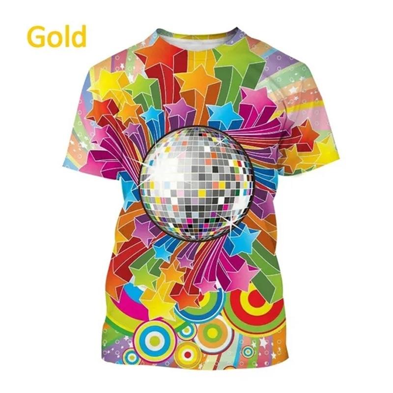 New Party Disco Ball Print Tshirt Short Sleeved O Neck Plus Size T Shirt For Men Women Casual Cool Hip-hop Streetwear Tee Tops