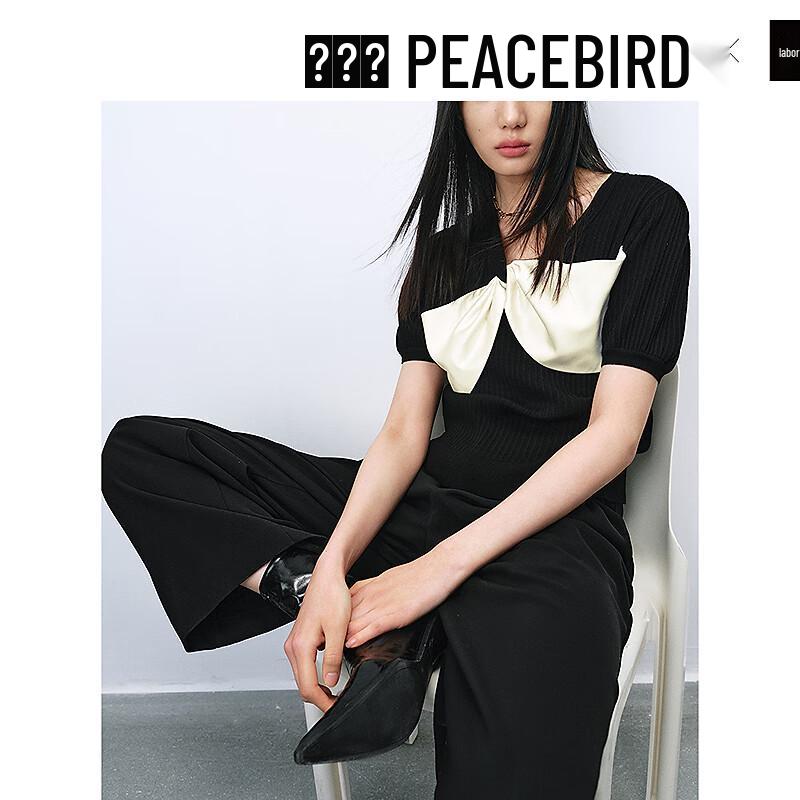 Taipingniao Women's V-Neck Bow Pullover Knit Sweater