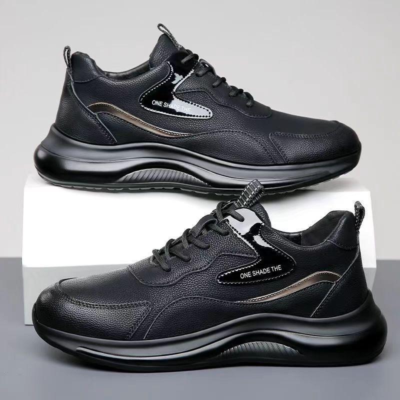 Autumn and Winter New Men's Sports Shoes Single Cotton Casual Leather Shoes Trendy Fashion Versatile Breathable Student Dad Shoes