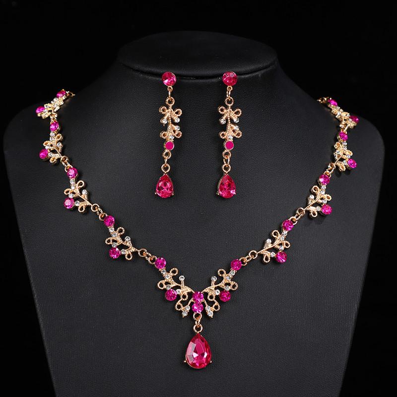 Retro Rhinestone Bridal Necklace  Earring Set - Elegant Alloy Wedding  Evening Accessories