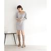 Jill by Jill Stuart Women's Casual Dress, Flower Pearl Embroidery Knit Dress, Light Gray, FR