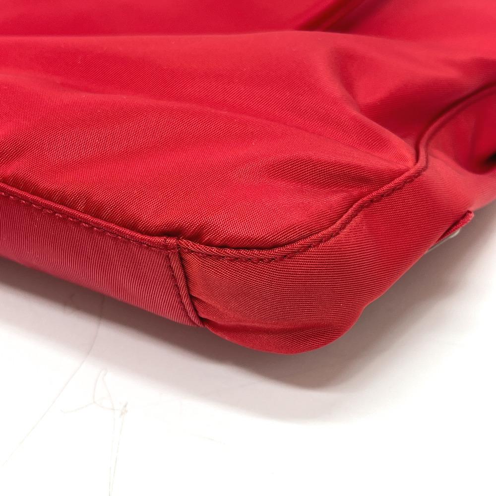 Prada B8725 Logo Tote Bag, Shoulder Bag, Triangle Plate Hand Bag Nylon Red