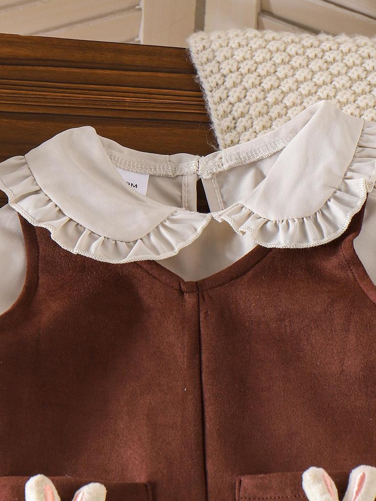 Neues europäisches & amerikanisches Mädchen-Outfit: Weißes Langarm-Oberteil + Kleid