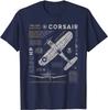 F4U Corsair | Samolot Myśliwski z II Wojny Światowej | Amerykański Ptak Bojowy z II Wojny Światowej Vintage Letnia Bawełniana Koszulka z Okrągłym Dekoltem