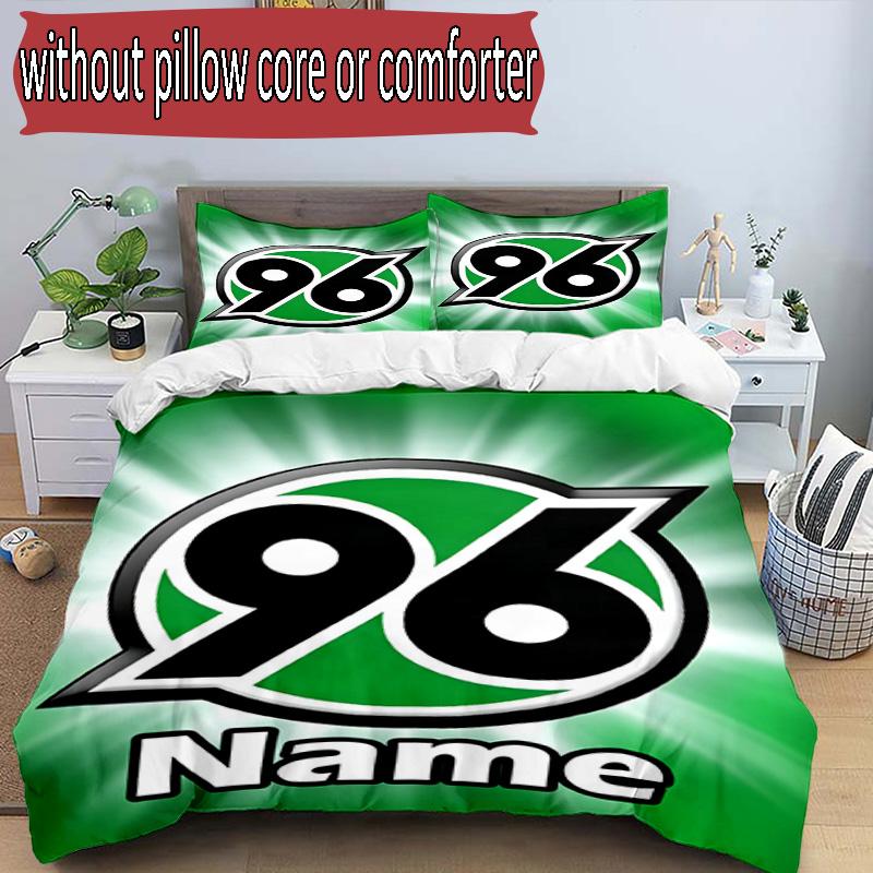 3-teiliges Bettbezug-Set (1 * Bettbezug + 2 * Kissenbezug, ohne Kern), Individuelles Namens-Hannover 96 Fußballmuster Bettwäsche-Set, Heim Schlafzimmer Dekor Geschenk