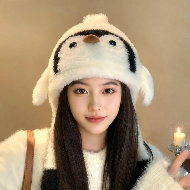 Penguin Plush Beanie Cap For Winter Outdoor Cold Weather Protection