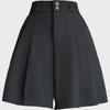 Women's Khaki Pleated A-Line Culotte Shorts - 2024 Summer Fashion Wide-Leg Style
