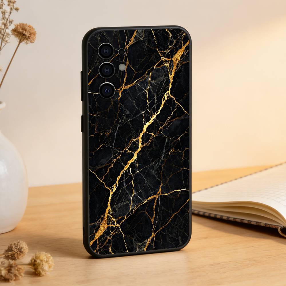 B-Black Gold Marble Art Phone Case For Samsung S25,S24,S21,S22,S23,S30,Ultra,S20,Plus,Fe,Lite,Note,10,Black Cover