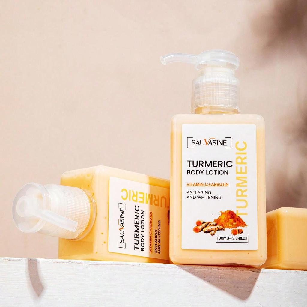 Turmeric body lotion. Brighten and even out skin tone, and improve dullness. Firm the skin and enhance its elasticity.