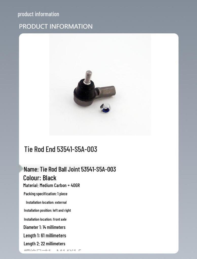 Honda Dongfeng Tie Rod Steering Ball Joint 53541S5A003