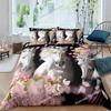 3D Horse Duvet Cover King Queen Size Yellow Sunflower Bedding Set Floral Animal Theme Quilt Cover Wildlife Soft Comforter Cover