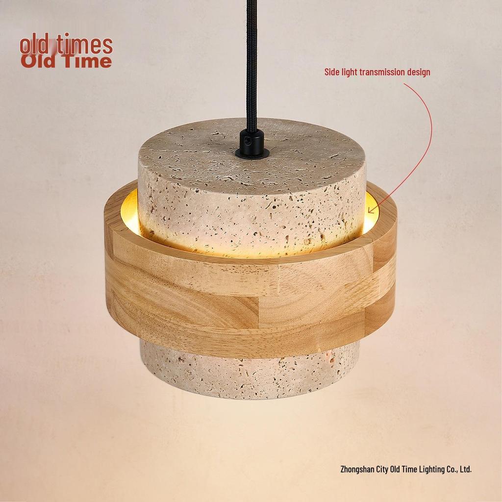 Adjustable Wabi-Sabi Style Solid Wood Pendant Light for Bedroom, Dining, or Bar