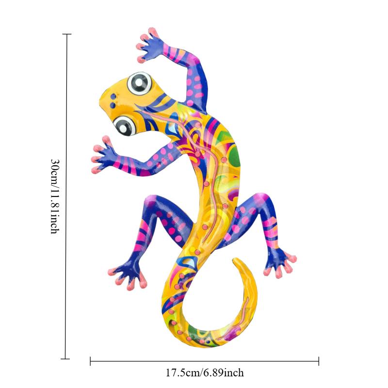 1pc Creative Iron Art Colorful Lizard Wall Hanging Home Metal Crafts Colorful Gecko Wall Decoration