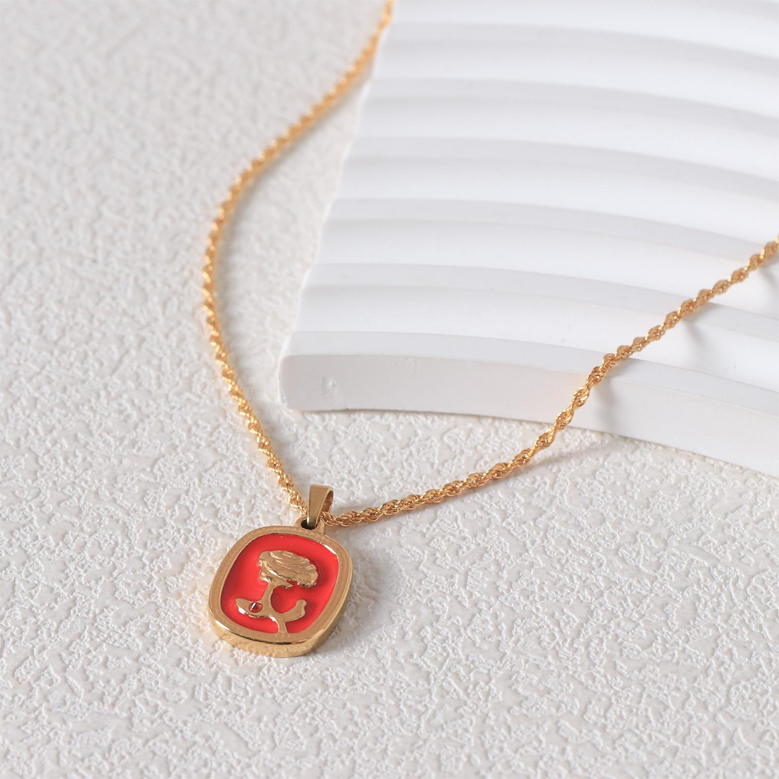 High-End Exquisite Enamel Dripping Rose Necklace For Women S Lamp Luxury Niche Collarbone Chain Premium Durable