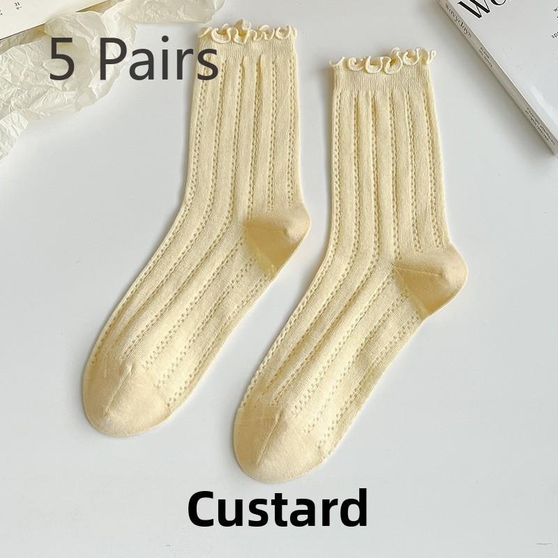 

5 пар балетных сетчатых носков с деревянными ушками, летние тонкие носки без косточек длиной до середины икры, наборные носки карамельного цвета 5 pairs жёлтый
