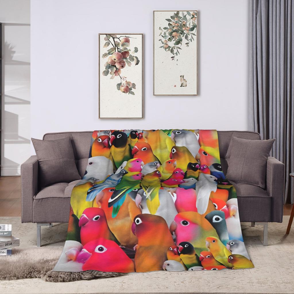 Cute Birds Parrot Blanket Quality Cozy Bedding Throws Winter Plane Travel Living Room Fashion Bedspread