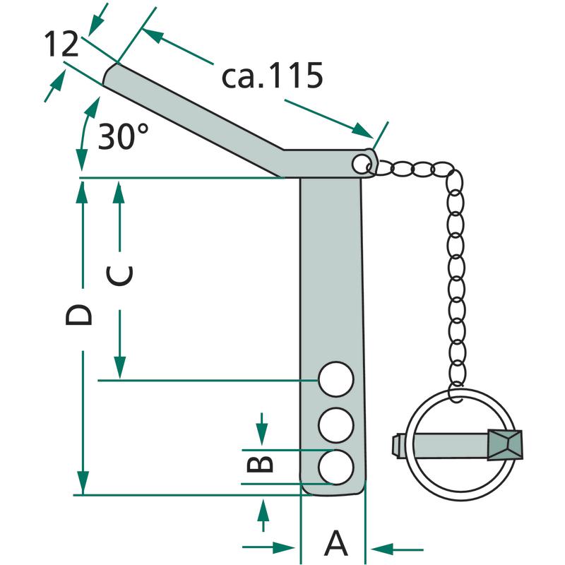 Upper Link Pin Cat. 1 Ø 19 175 with Chain 129122