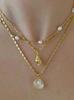 Vintage Shiny Shell Starfish Pendant Necklace for Women Simple Multilayer Thin Chain Choker Bridal Neck Jewelry