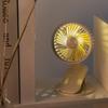 Rechargeable Clip Fan with LED Light Quiet Small Desk Fan 360 Degree Adjustable 3 Speeds Mini Personal Table Fan for Bed Office Camping