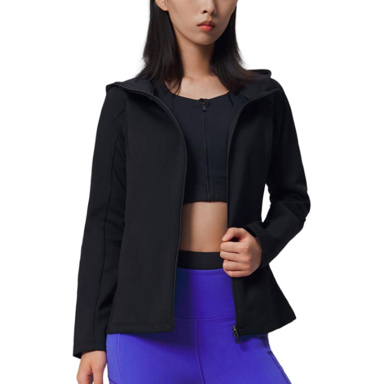 Saucony Breathable Windproof Warm Hooded Comfortable Long Sleeve Jacket Women jackets Black SA1259KJ01L-BK001