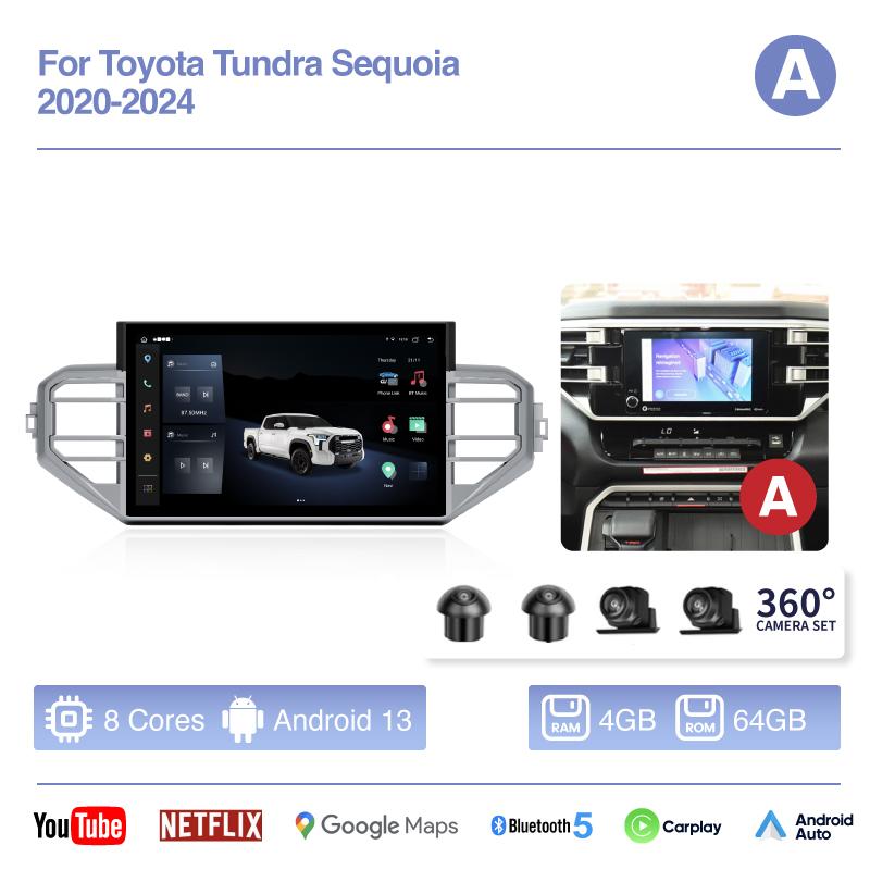 14.9 " Android 13 Car Multimedia Video Player For Toyota Tundra Sequoia 2020-2025 GPS Navigation CarPlay Auto 4G 360 camera