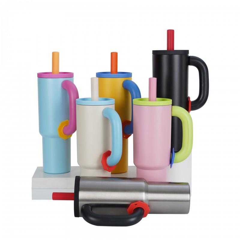 40oz Edelstahl Isolierte Reisebecher mit Griff Vakuum Thermoskanne Auto Büro Outdoor Nutzung