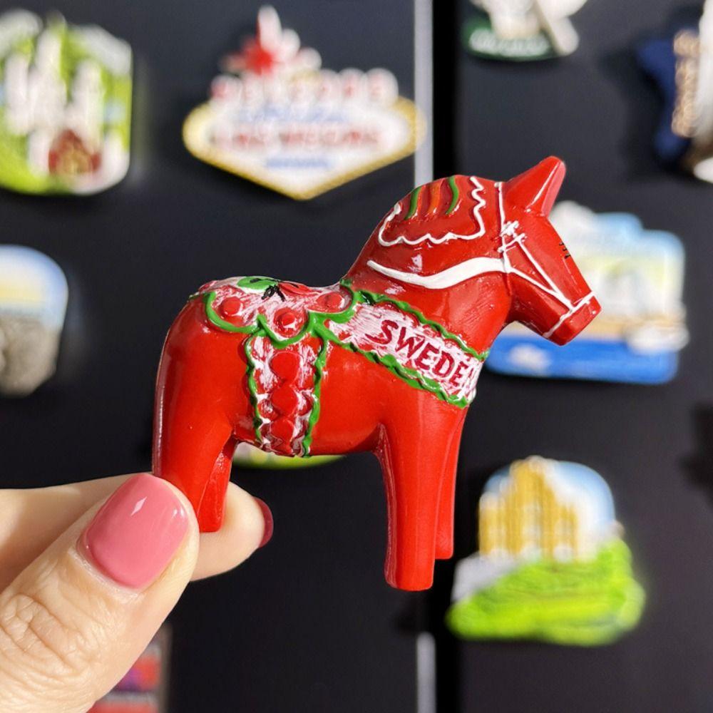 3 Adet Reçine Midilli Buzdolabı Mıknatıslı Çıkartmalar Yılbaşı Zarif 3D At Buzdolabı Çıkartmaları Ev Kendin Yap Dekorasyon Buzdolabı Dekorasyonu