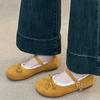 Lace Edge Bow Bag Head Single Shoes Women's Autumn and Winter Fashion Gentle Retro One-word Buckle Mary Jane Ballet Shoes