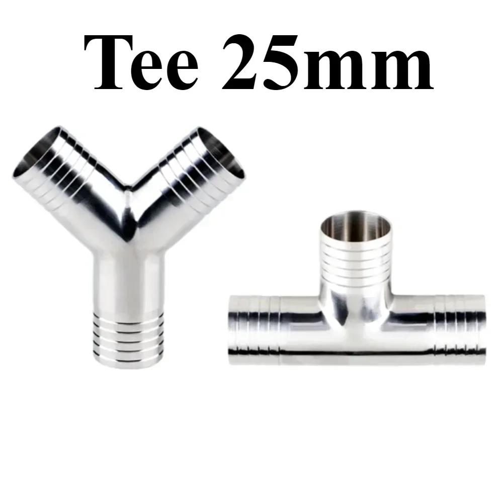 19 25 32 38 45 51 57 63 76 Mm SUS 304 Stainless Steel  Hose Barb Tail Y T Shape 3 Ways Sanitary Pipe Fitting Connector