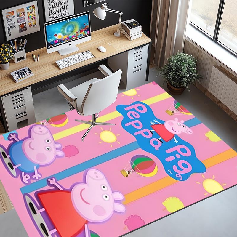 Peppa Pig Pattern Rug, Indoor/Outdoor Mat, for Picnic, Gameroom, Bedroom, Office, Living Room, Home Decor Carpet, Birthday Gift