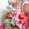 Gingerbread Christmas Wreath Festive Holiday Door Decoration Farmhouse Wall Hanging All-Weather Seasonal Garland for Porch Decor Classroom Courtyard