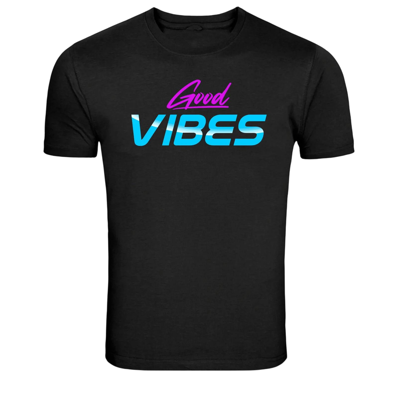 Good Vibes Retro Colorful Typography Graphic T-Shirt Positive Tee XXXXL