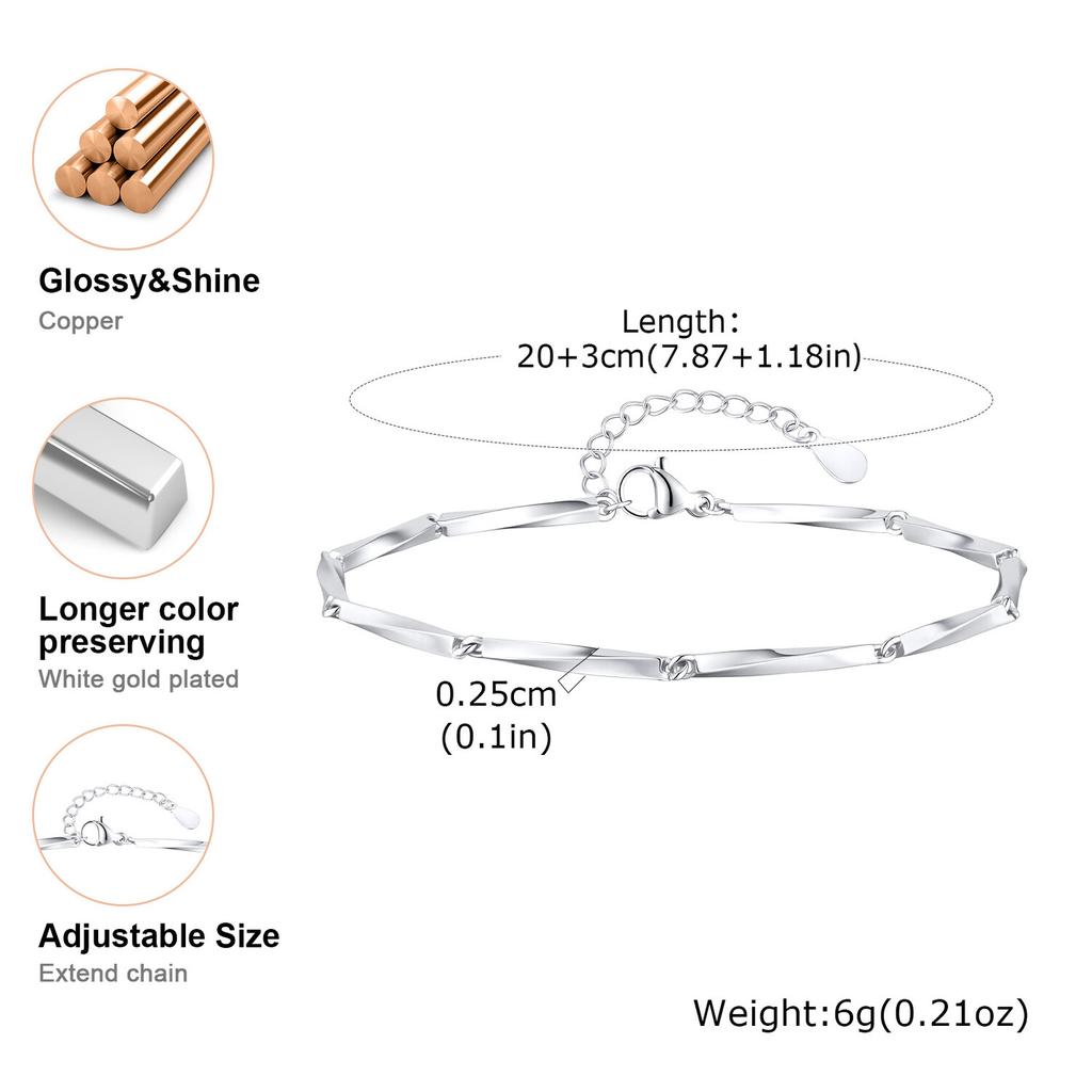 Mobius Couple Bracelet for Men Women,Silver Color Adjustable Chain Wristband,Valentine's Day Anniversary Gifts