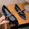 Metal Chain Design Pointed Toe Ballet Shoes Women Luxury Rhinestone Decoration Flats Mary Jane Shoes Fashion Banquet Dress Shoes