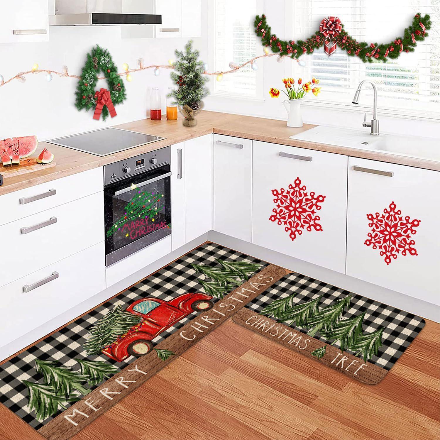 

2Pcs Christmas Collection Doormats Stain-Resistant And Durable Entrance Hallway Mats Kitchen Rugs Home Decor 2PC 40x60 40x120CM