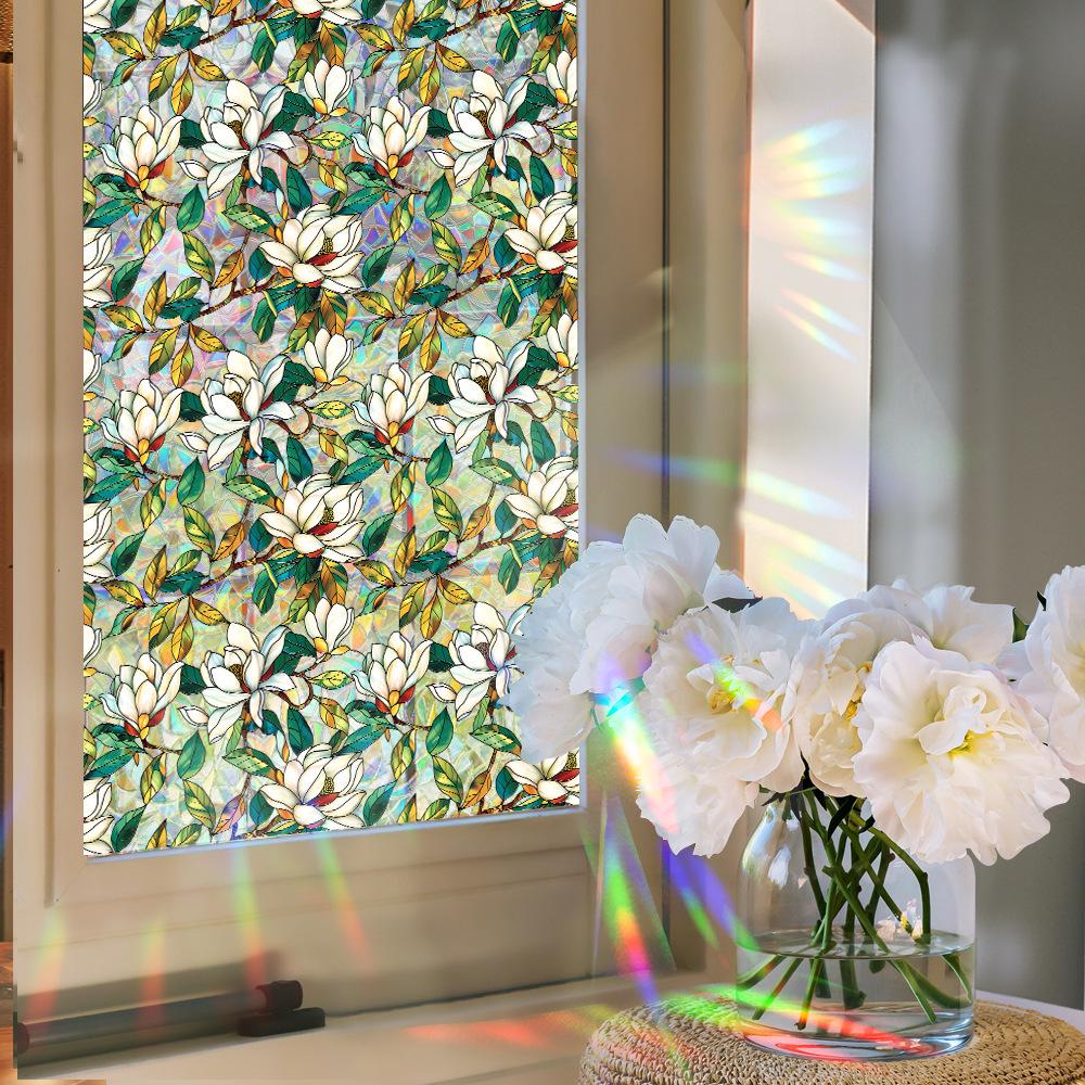 Rainbow Double-Sided Static Cling Glass Sticker - Inlaid Pattern PVC Film