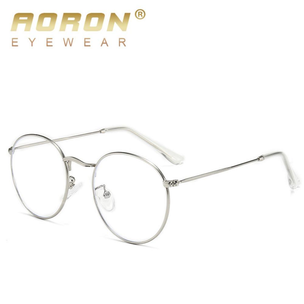 aoron Anti-blue Flat Glasses Can Be Equipped with Myopia Glasses, Metal Frame Men's and Women's Goggles, Round Frame Glasses.