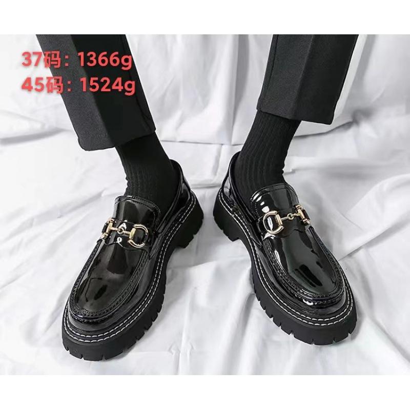 Spring and Autumn Youth Outer Wear Sleeve Lazy Shoes Fashion Trend Thick-soled Heightening Shoes Men's Low Top Round Head Casual Leather Shoes