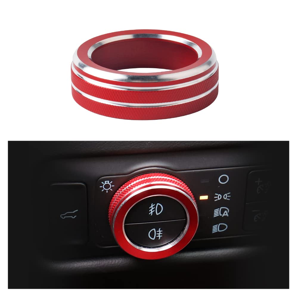 LECART Red Headlight Switch Knob Covers Fit for Ford Explorer 2024 Auto Interior Accessories Auto Decor Trims Metal Sticker