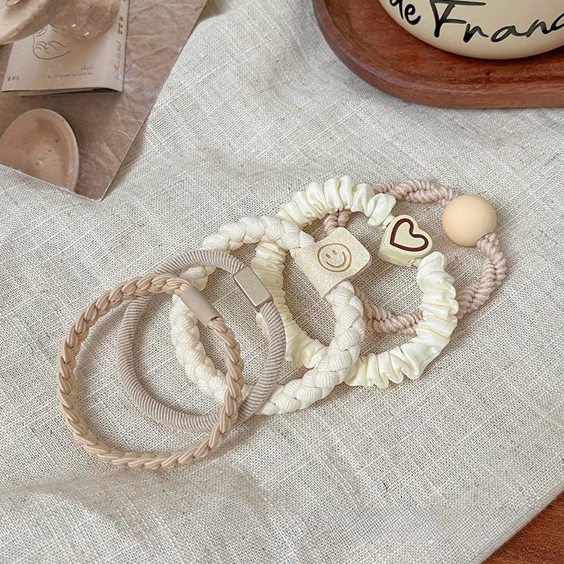 Simple and Stylish Leather and Rubber Hair Accessories for High Ponytails 5pcs