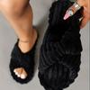 Fashion 2026 Women's Autumn/Winter New Cotton Non slip Home Slippers Warm Toe Cross Flat Bottom Slippers